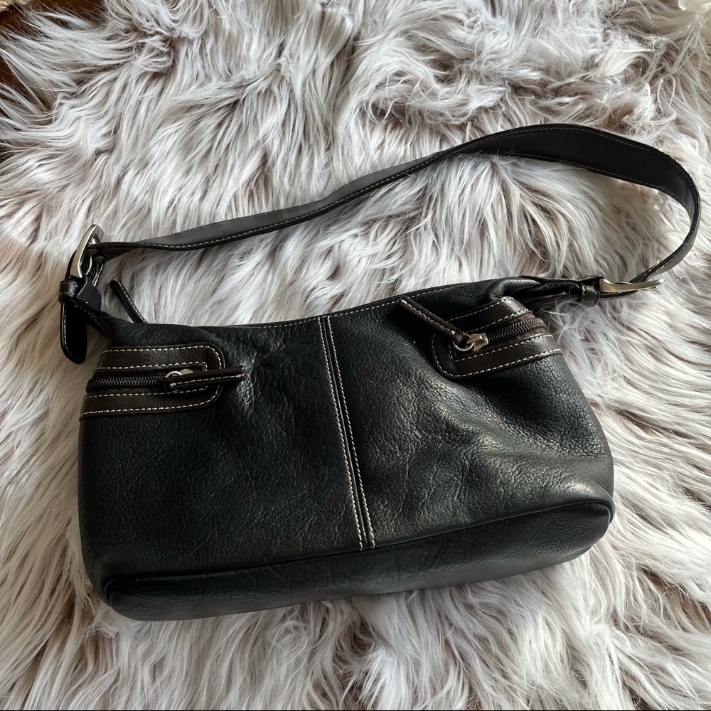 Tig & Co- Blacks with Brown Trim Leather Purse - Y2K